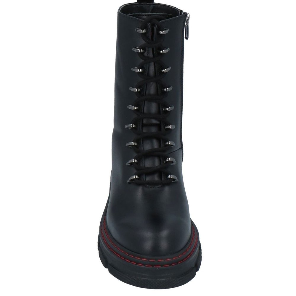 NIB Kurt Geiger London Black Leather Lace or Zip Combat Boots Cool Details! 7.5 - Picture 3 of 12